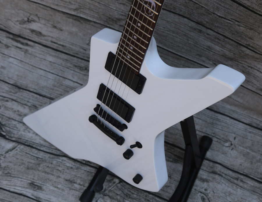 Upgrade SnakeByte James Hetfield White Explorer Electric Guitar Ebony Fretboard, Snake With Eye Inlay, Black Lock Tuner, Made In Japan Logo
Upgrade SnakeByte James Hetfield White Explorer Electric Guitar Ebony Fretboard, Snake With Eye Inlay, Black Lock Tuner, Made In Japan Logo