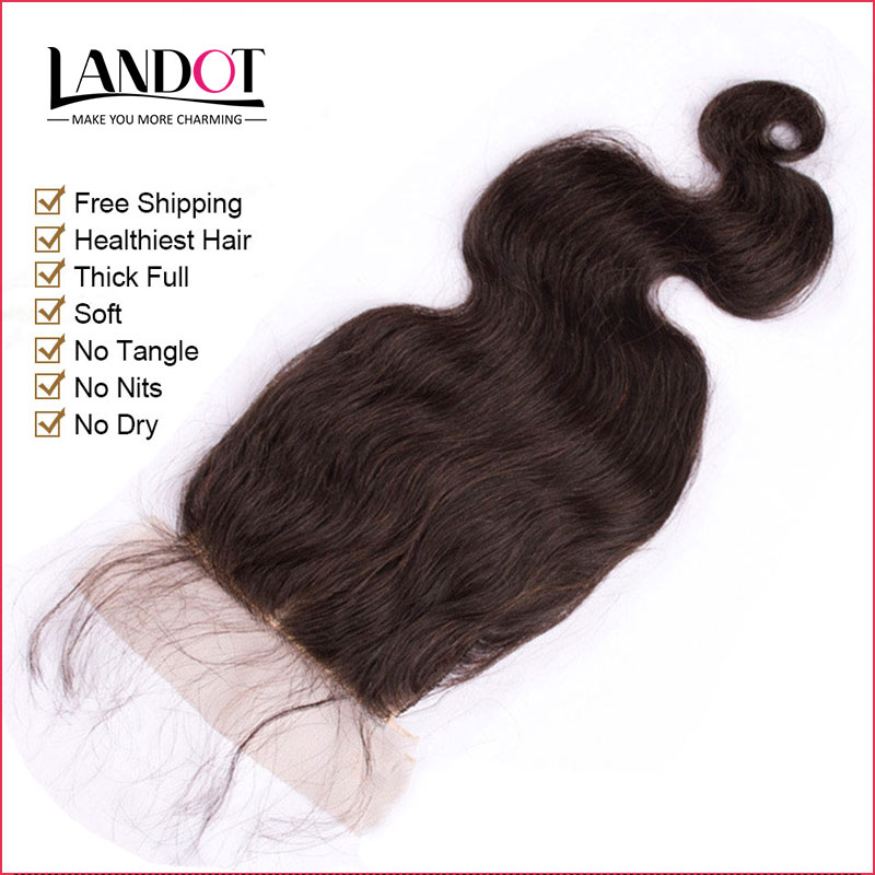 Cambodian Silk Base Closures Body Wave Grade 7A Human Hair Top Lace Closures Free/Middle/3 Part Natural Color Dyeable Hidden Knots 4x4Inch