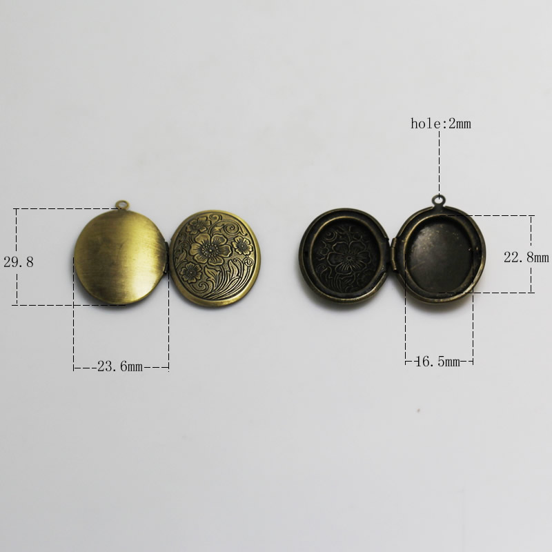 Beadsnice flower locket blank photo locket charm brass oval vintage locket necklace gift findings supplies free shipping ID 3361