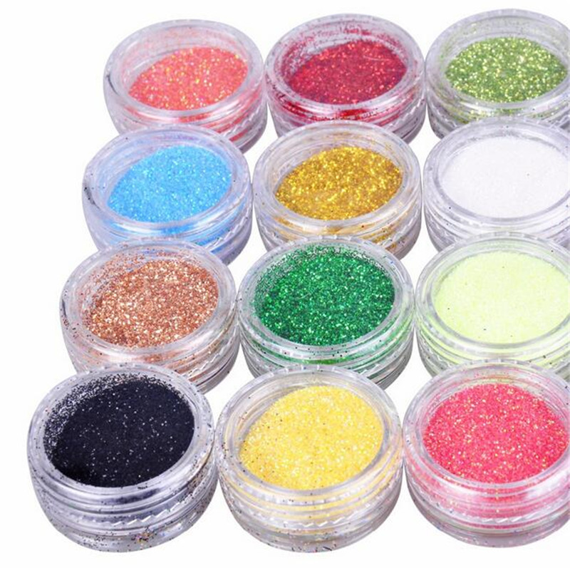 12 Colors 45 Colors Set Fine Dust Glitter Pot Nail Art Face Body Eye Shadow Iridescent Shiny Nail Art Glitters Nail Art Decorations Decoraciones De Un