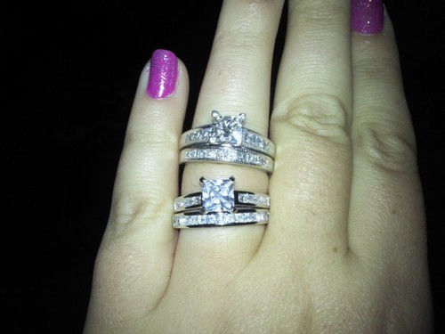 Stunning Topaz Wedding Engagement Ring Set in 10KT White Gold Filled Size 5-10