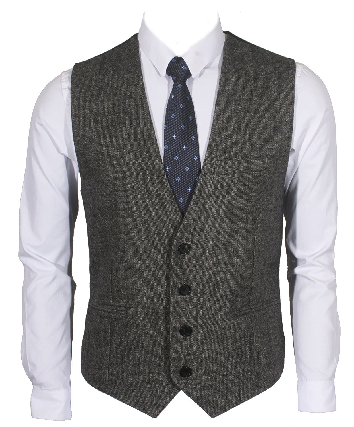 2019 Country Groom Vests Farm Wool Herringbone Tweed Vests Custom Made British Style Groom Vest Slim Fit Mens Suit Vest Waistcoat Dress