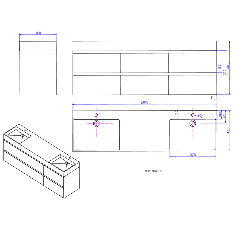 1400mm Bathroom Furniture Free Standing vanity Stone Solid Surface Blum Drawer Cloakroom Wall Hung Cabinet Storage 2245