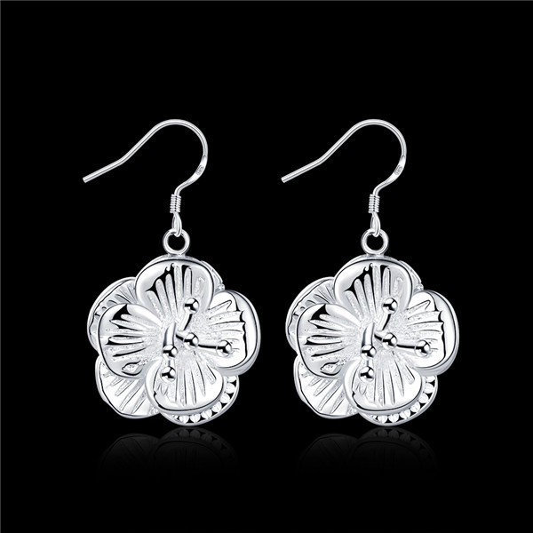 Brand new sterling silver Flower Earrings DFMSE681,women's 925 silver Dangle Chandelier earrings 10 pair a lot factory direct sale can mix