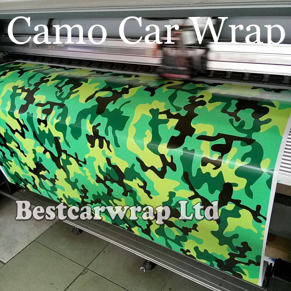 Matte / Glossy Snow Camo vinyl Car Wrapping film green yellow black camouflage sticker vehicle wrap film foil 1.52x 30m