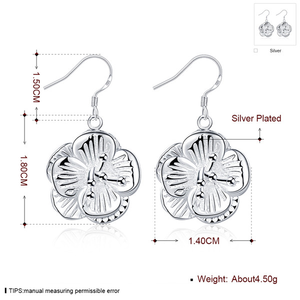 Brand new sterling silver Flower Earrings DFMSE681,women's 925 silver Dangle Chandelier earrings 10 pair a lot factory direct sale can mix