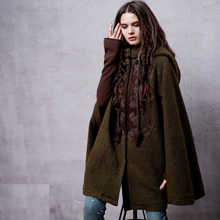 Women's Winter New Vintage Warm Woolen Hoodie Cloak Coat Embroidered Drop-Shoulder Sleeve Wool Cape Outerwear WA10220D, Black
Women's Winter New Vintage Warm Woolen Hoodie Cloak Coat Embroidered Drop-Shoulder Sleeve Wool Cape Outerwear WA10220D, Black