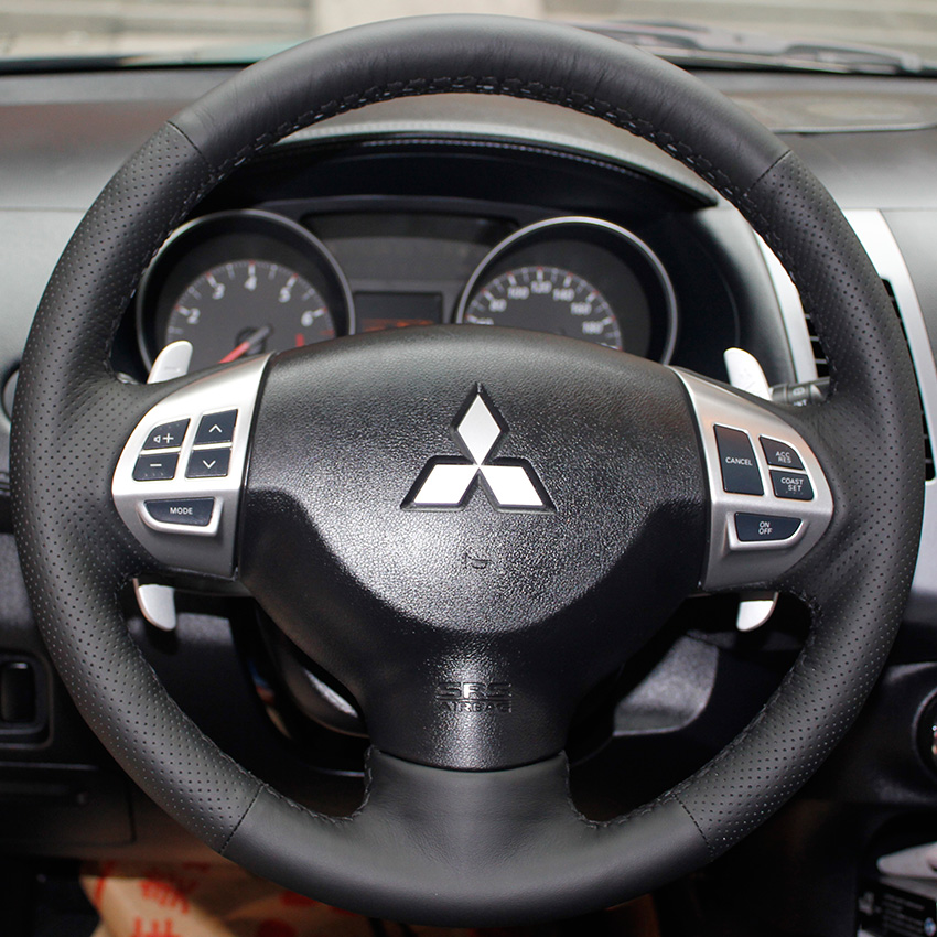 Steering wheel cover Case for Mitsubishi ASK OUTLANDER Lancer EX Genuine leather DIY steering cover Hand-stitch Spesific cover Car styling