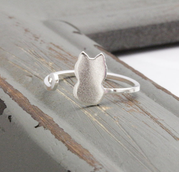 30PCS- R013 Gold Silver Cute Adjustable Cat Ring Lovely Cat Tail Rings Simple Animal Kitty Rings for women Ladies
