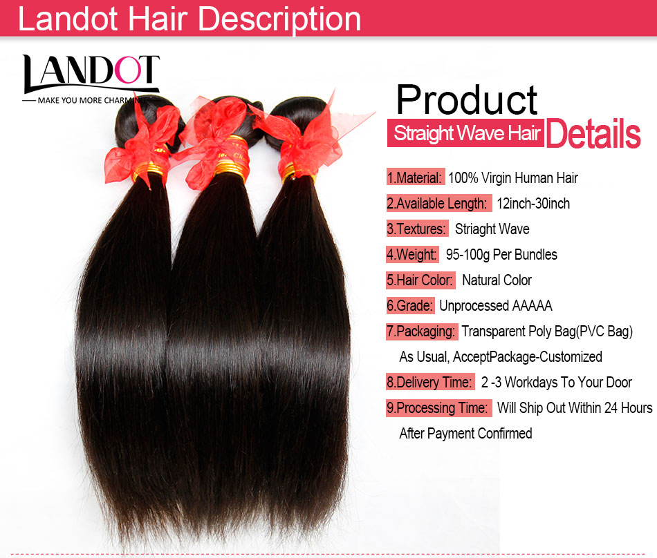 Brazilian Peruvian Indian Malaysian Mongolian Straight Hair Weave Bundles 100% Unprocessed Natural Human Hair Extensions Dyeable Tangle Free