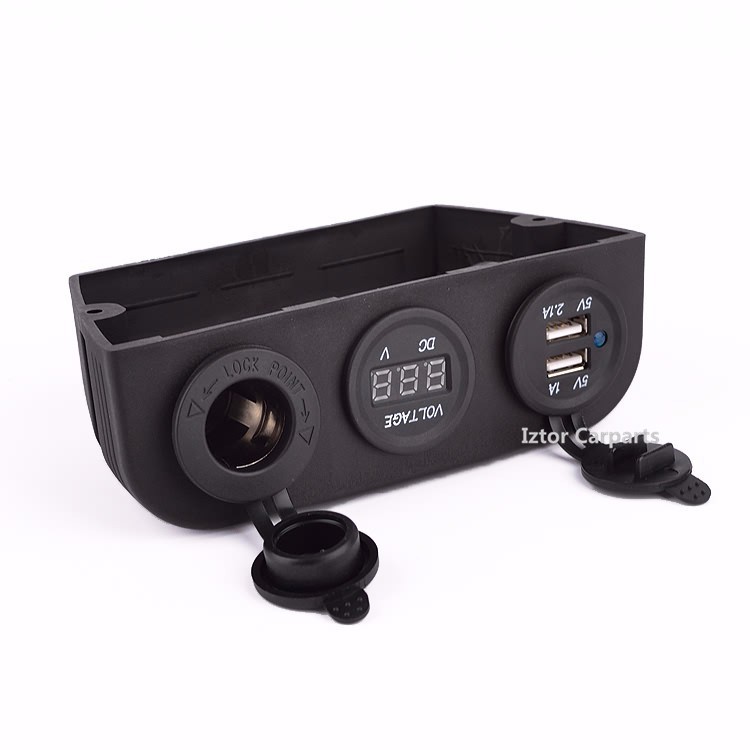 Three Hole Tent Car Digital Voltmeter Power Socket Dual USB 2 Port Charger DC12V-24V|Auto power outlet, Black
Three Hole Tent Car Digital Voltmeter Power Socket Dual USB 2 Port Charger DC12V-24V|Auto power outlet, Black
