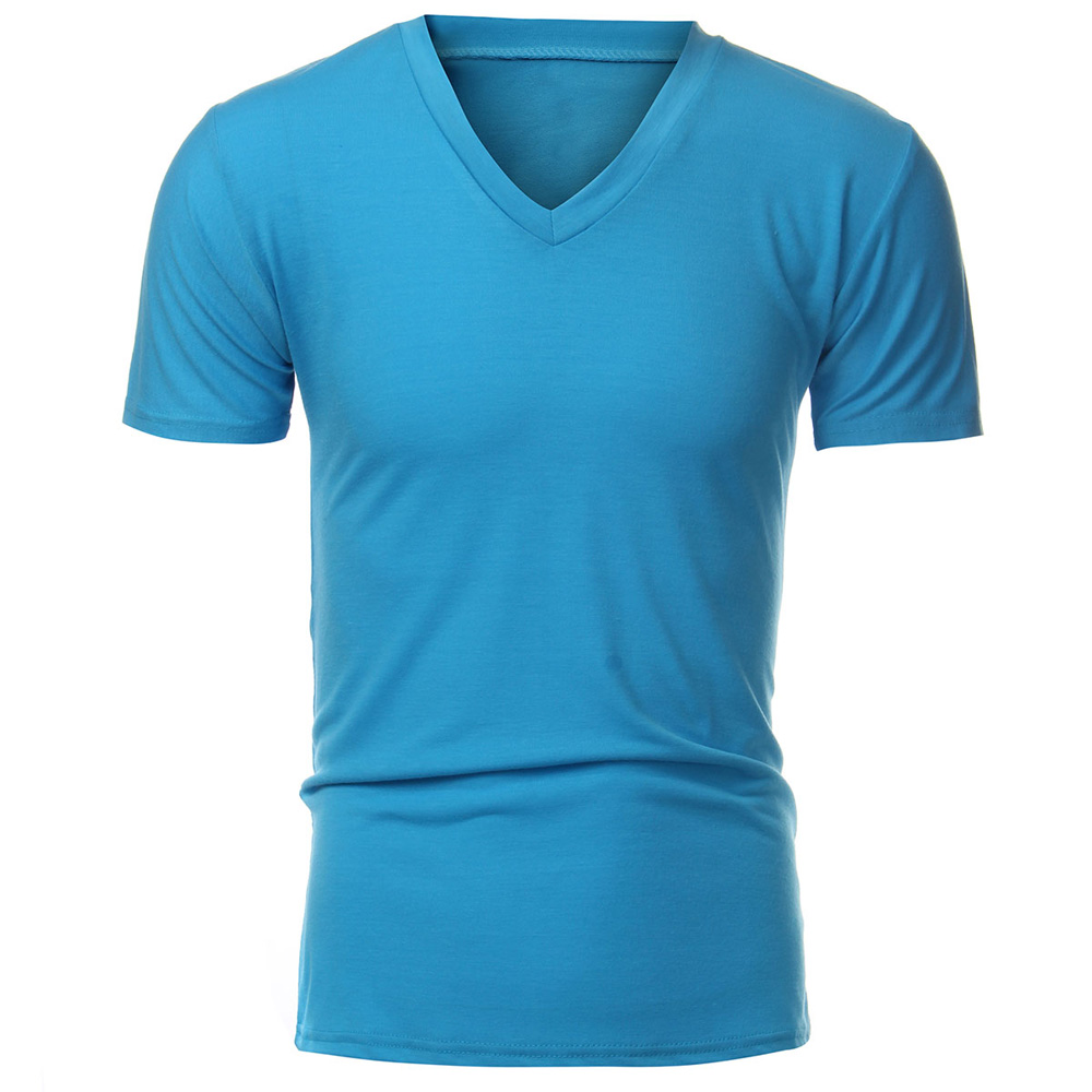 10 Colors 2015 New Summer Style Mens Fashion Slim Fit V-neck Casual Short Sleeve Plain T-shirt Sport Gym Top Tee Camisas L-XXL FG1511