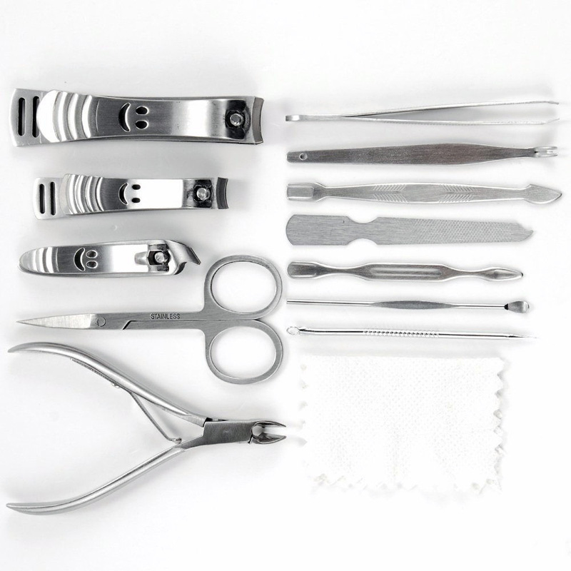 12 Pcs High Quality Nail Care Cutter Cuticle Clippers Kit Manicure Pedicure Set With Case Tool