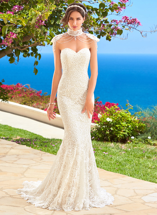 Kitty Chen Mermaid Wedding Dresses Sweetheart Sleeveless Backless Full Lace Beach Bridal Gowns Sweep Train Wedding Dress