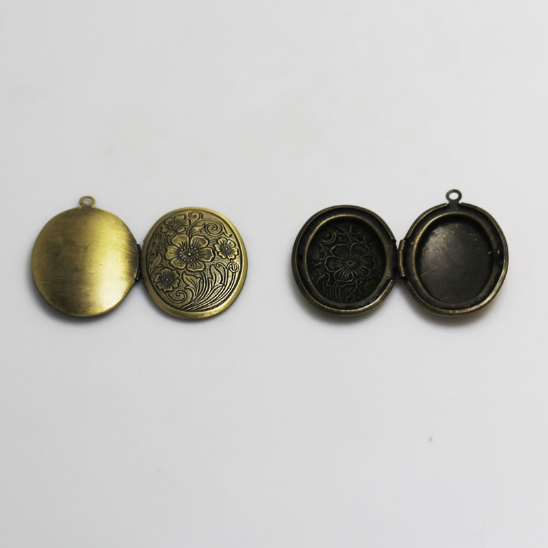 Beadsnice flower locket blank photo locket charm brass oval vintage locket necklace gift findings supplies free shipping ID 3361