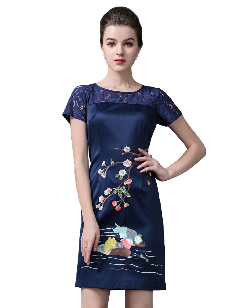 Vintage Embroidery Women Sheath Dress Lace Patchwork Short Sleeve Party Dresses 11K609, As pictures
Vintage Embroidery Women Sheath Dress Lace Patchwork Short Sleeve Party Dresses 11K609, As pictures