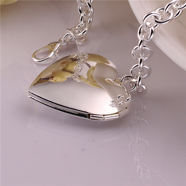 Hot sale gift 925 silver Closed heart-shaped bracelet DFMCH347,Brand new fashion 925 sterling silver plated Chain link bracelets high grade