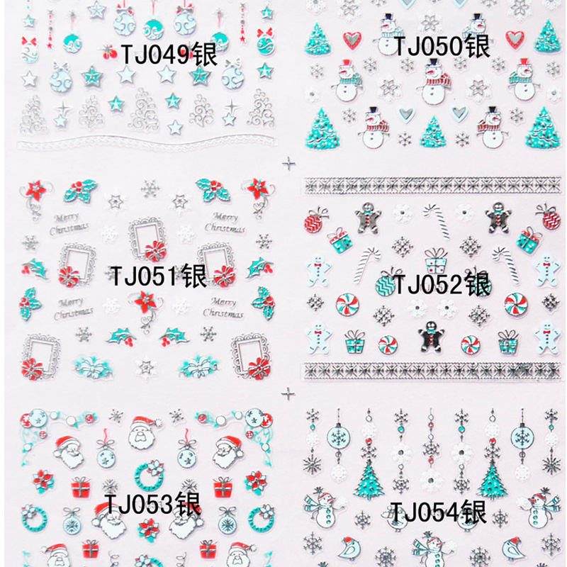 Christmas 3D Nail Art Sticker Decoration 12 Pack Different Style Nail Art Stickers