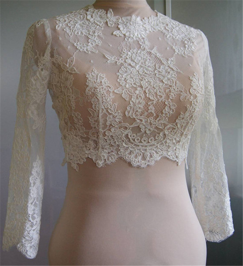 Modern Luxury: Personalized Beaded Lace Bolero with Transparent Accents - Perfect Companion for a Sophisticated Wedding Look