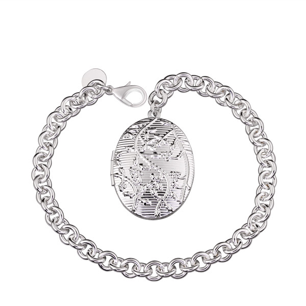 Hot sale gift 925 silver Closed round carved bracelet DFMCH348,Brand new fashion 925 sterling silver plated Chain link bracelets high grade