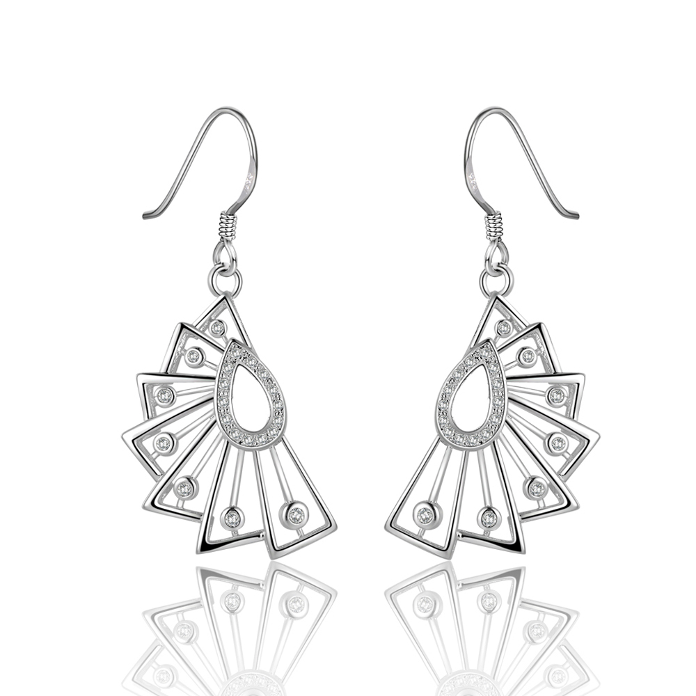 Brand new sterling silver Insets lotus earrings DFMSE482,women's 925 silver Dangle Chandelier wedding gemstone earrings factory direct