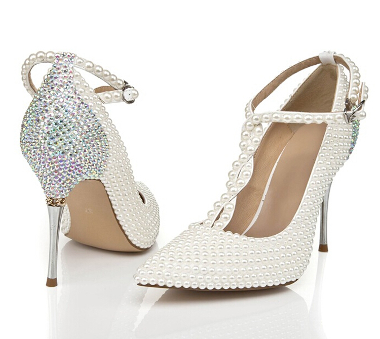 T-strap Ivory Wedding Shoes with Rhinestone Pointed Toe Stiletto Heels Nightclub Club Shoes Wedding Party Prom Pumps
T-strap Ivory Wedding Shoes with Rhinestone Pointed Toe Stiletto Heels Nightclub Club Shoes Wedding Party Prom Pumps