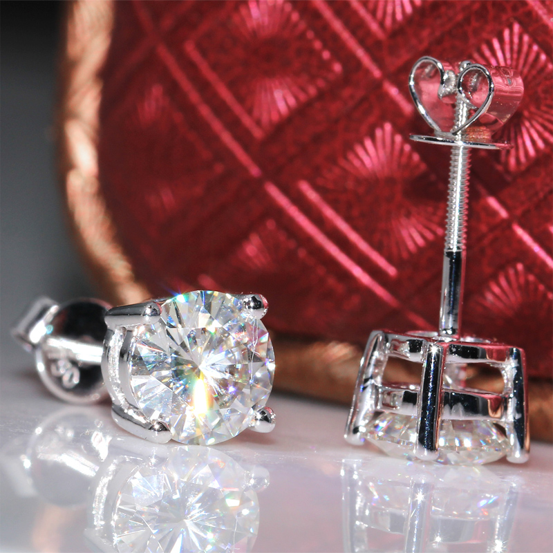 Genuine14K 585 White Gold Screw Back 2 Carat ctw F Color Test Positive Lab Grown Diamond Earrings For Women q171026