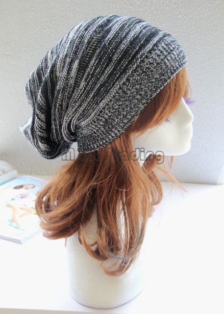 Trendy Warm Soft Stretch Cable Knit Slouchy Beanie Skull Caps Oversize Women Men Knitting Hats 4 Colors