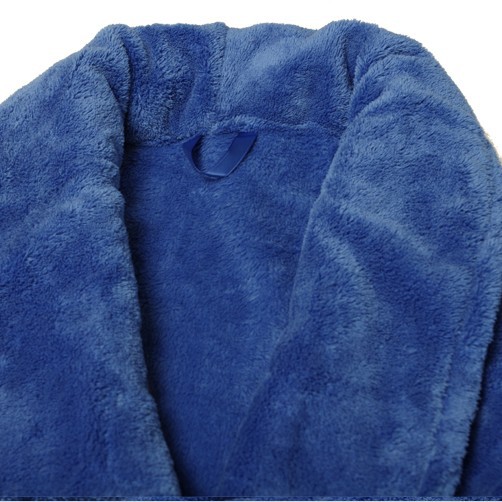 Wholesale-Winter Warm flannel solid color coral fleece robe men's long-sleeve plus size bathrobes home casual sleepwear