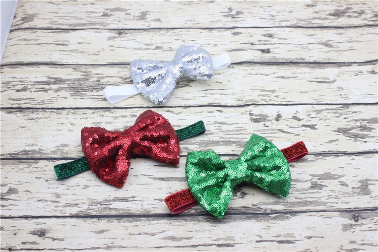 Girl baby Christmas hair accessory Sequins bowknot Head wrap Headwrap Elastic head band Turban Twist Hairband Vintage hair band FD6566