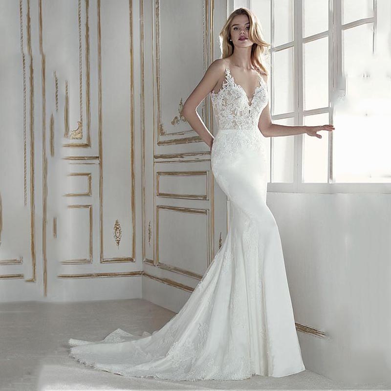 Glamorous New Mermaid Wedding Dresses Deep V-Neckline Lace Appliques Illusion Bodices Bridal Gowns Wedding Dresses Vestios De Novia, Custom made from color chart
Glamorous New Mermaid Wedding Dresses Deep V-Neckline Lace Appliques Illusion Bodices Bridal Gowns Wedding Dresses Vestios De Novia, Custom made from color chart