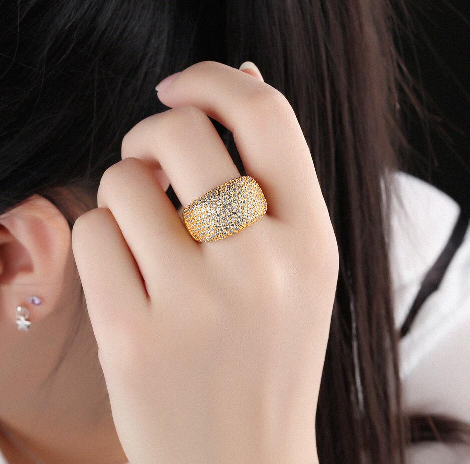 Full CZ Eternity Wedding Band Ring - Tiny White Sapphires, 10K Yellow Gold Filled, Jewelry Gift for Women