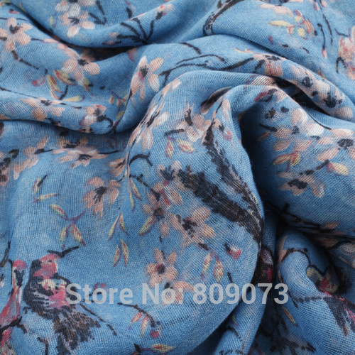 2015 New Fashion Scarf Flower Bird Tree Branch Print Scarves For Women Spring Autumn Shawls and Scarves 4 Colors