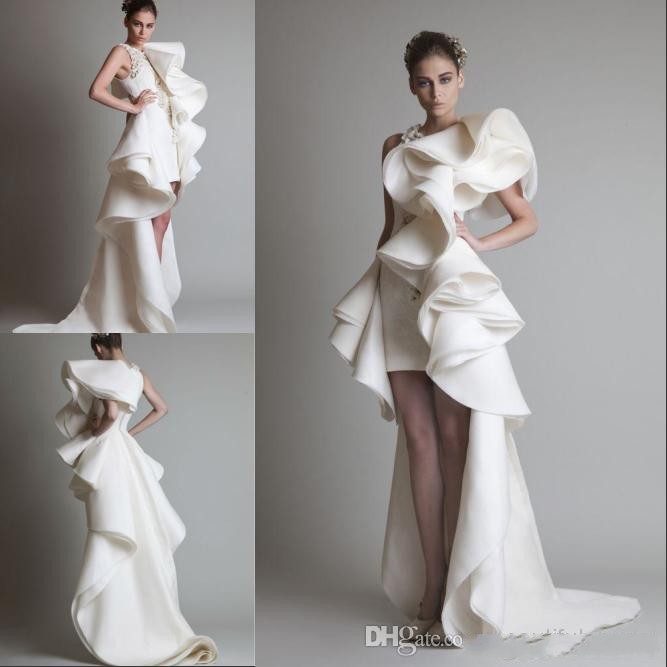 Designer Wedding Gowns One Shoulder Appliques Ruffles Sheath Hi-Lo Organza Customed White/Ivory Krikor Jabotian Bridal Dress, Hunter green
Designer Wedding Gowns One Shoulder Appliques Ruffles Sheath Hi-Lo Organza Customed White/Ivory Krikor Jabotian Bridal Dress, Hunter green