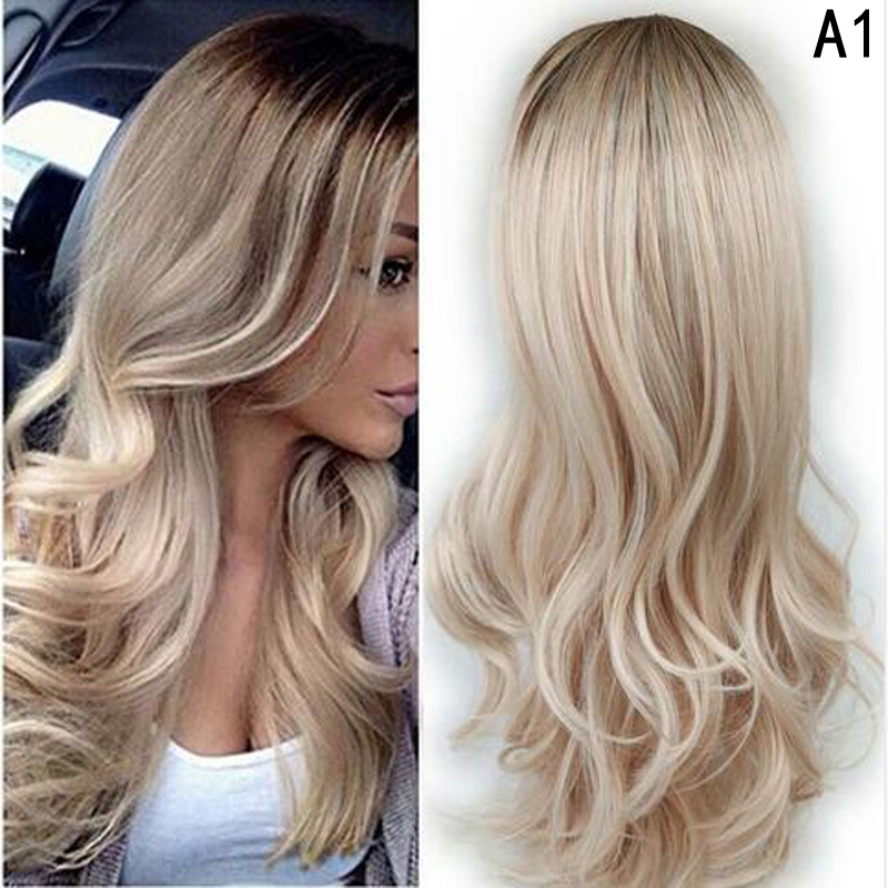 Long Hair Wigs High Density Temperature Swiss Hair Synthetic Wigs Ombre Grey Color Cosplay Wigs For Black/White Women