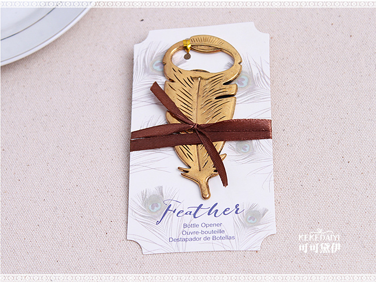 100PCS/LOT "Gilded Gold" Feather Bottle Opener Souvenir For Birthday Parties Kids Adult Birthday Favors And Gifts Free Shipping