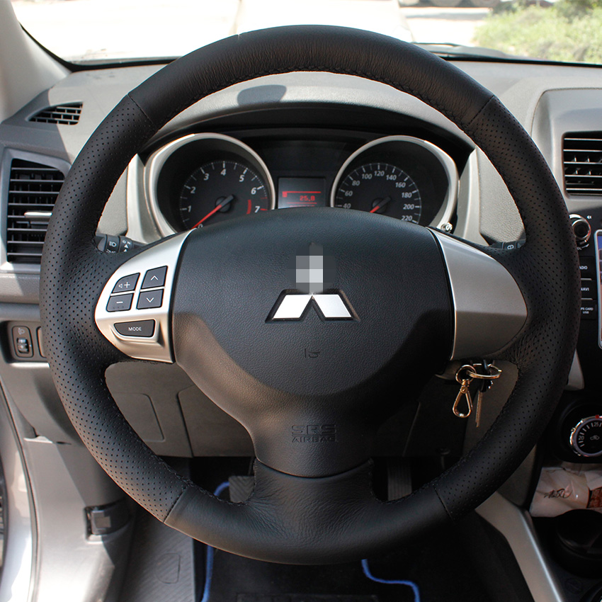 Steering wheel cover Case for Mitsubishi ASK OUTLANDER Lancer EX Genuine leather DIY steering cover Hand-stitch Spesific cover Car styling