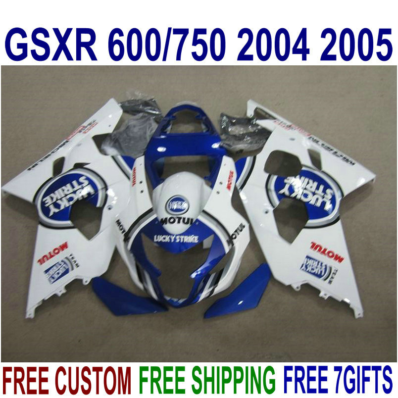 ABS fairing kit for SUZUKI GSXR600 GSXR750 2004 2005 K4 GSX-R600/750 04 05 white blue LUCKY STRIKE high grade fairings set R47J, Same as the picture shows
ABS fairing kit for SUZUKI GSXR600 GSXR750 2004 2005 K4 GSX-R600/750 04 05 white blue LUCKY STRIKE high grade fairings set R47J, Same as the picture shows