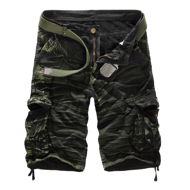 Men's Loose Fit Casual Army Green Camouflage Military Cargo Knee Length Shorts Without Belt Spring Summer shorts