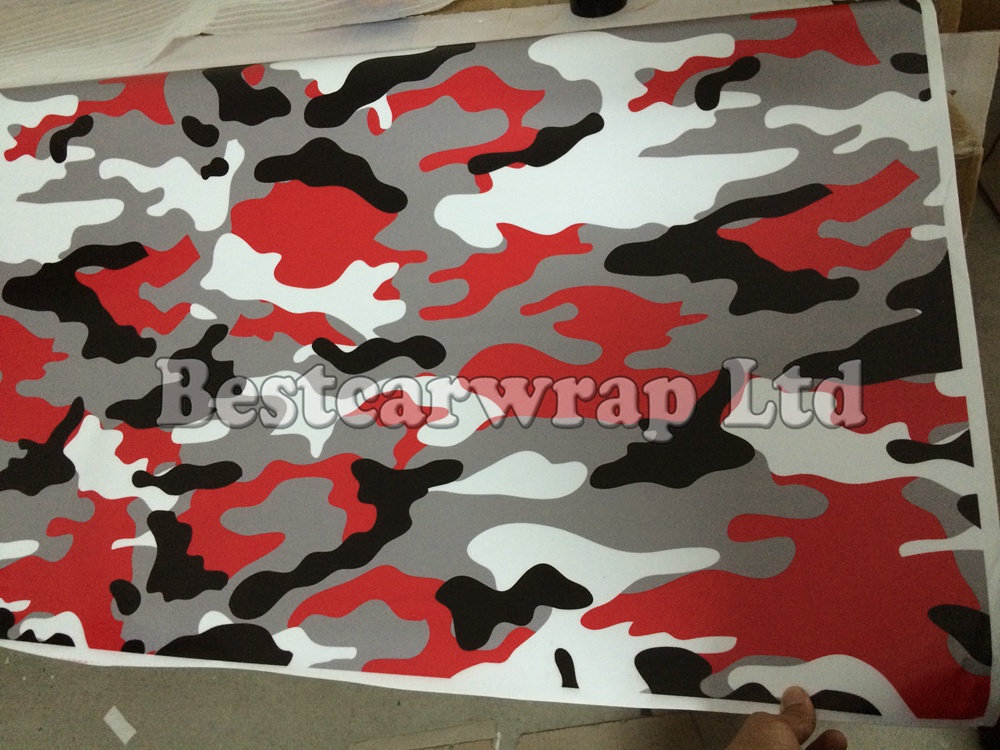 Red white black Camouflage Sticker Wrap With Air Release Tiger Arctic Camo Film For Car Wrap Graphics Design 1.52 x 10m/20m /30m/Roll