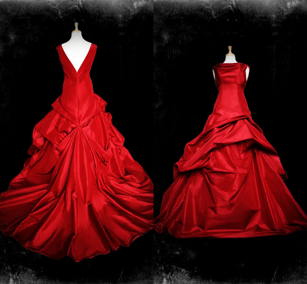 Gothic Red Wedding Dresses 2016 Beteau Cap sleeve Draped Ruffles Sweep Train Taffeta Vestidos de Festa Plus size Vintage Bridal Gowns
Gothic Red Wedding Dresses 2016 Beteau Cap sleeve Draped Ruffles Sweep Train Taffeta Vestidos de Festa Plus size Vintage Bridal Gowns
