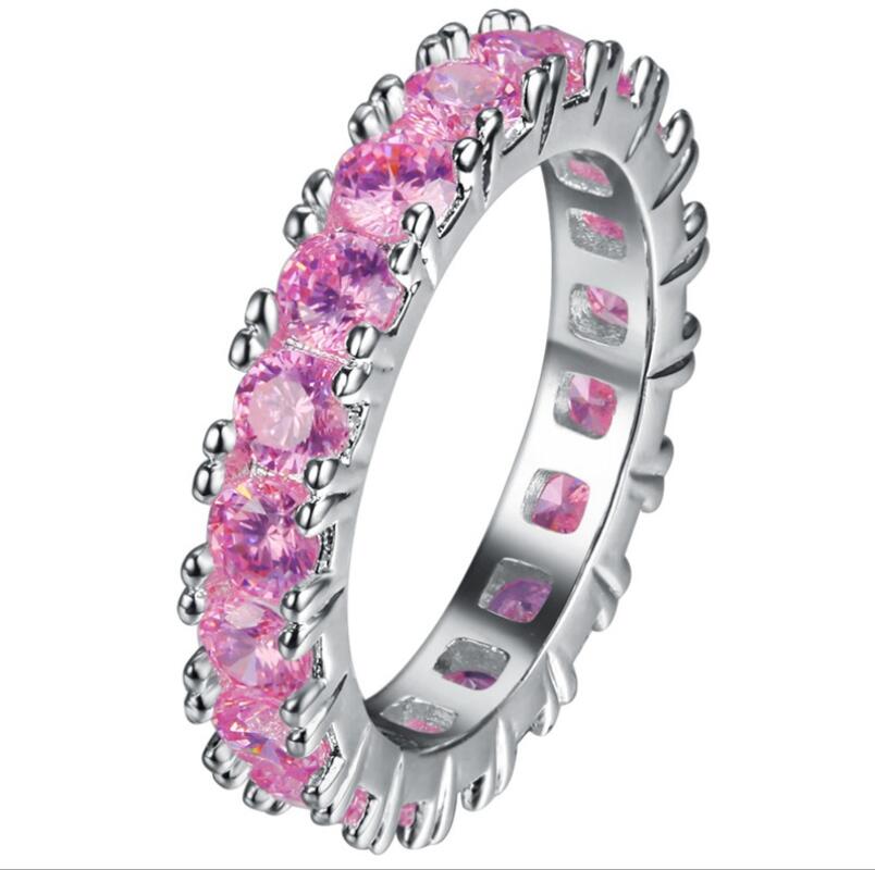 10KT Gold Pink Sapphire CZ Dia Gemstone Rings for Women b9d5