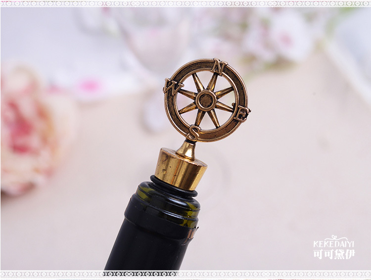 50pcs/lot wedding favors gifts vintage bronze compass Wine Bottle Stopper present Keepsake souvenir