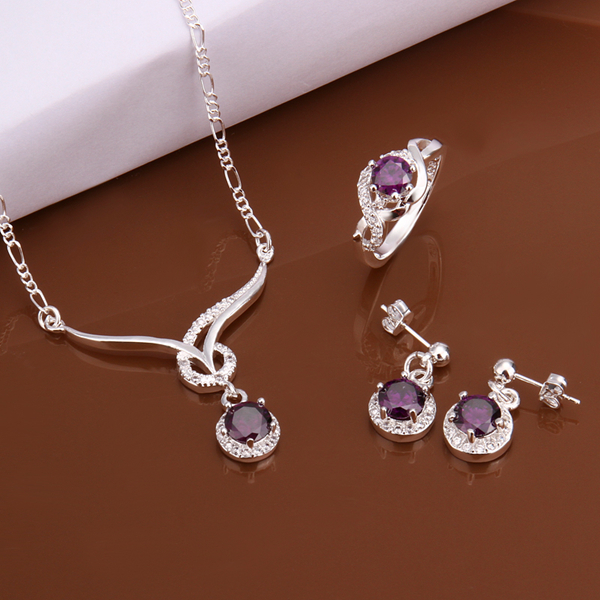 High grade 925 sterling silver Animal Set - Red jewelry sets DFMSS599 brand new brand new Factory direct sale wedding necklace earring ring