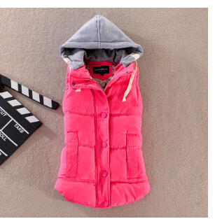 Wholesale-autumn and winter gilet women short cotton thickening quilted puffer vest hood plus size casual office vest waistcoat