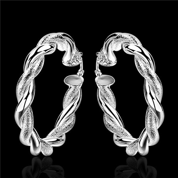 Brand new sterling silver plate Rough twine ring earrings DFMSE591,women's 925 silver Dangle Chandelier earrings 10 pairs a lot factory