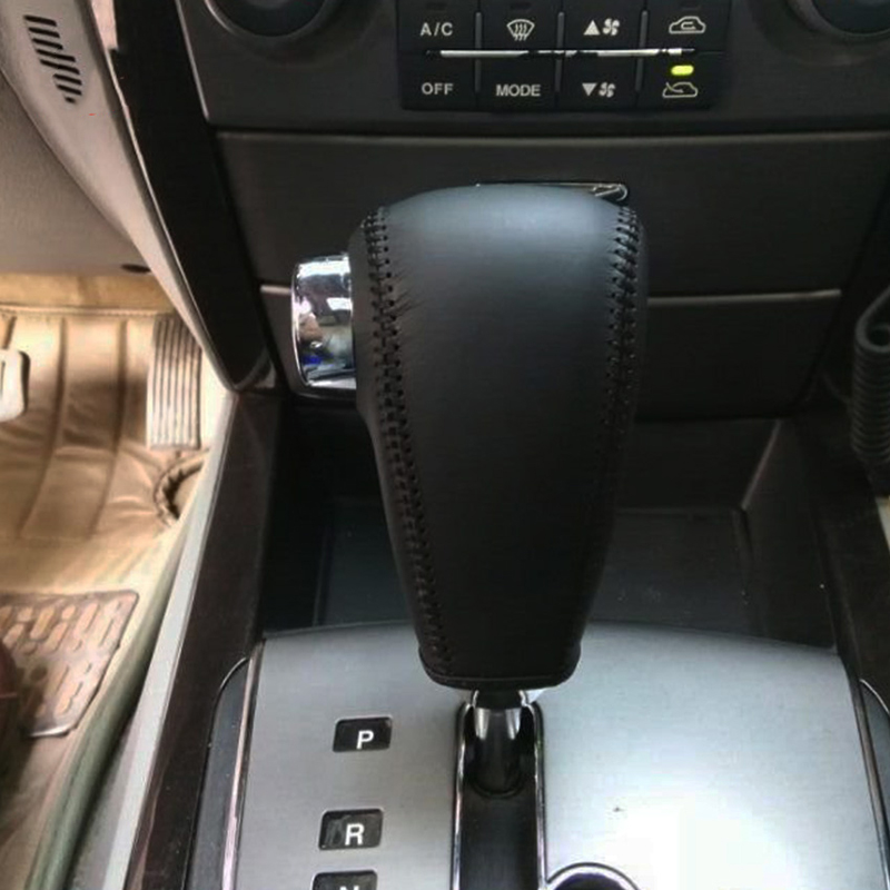 Leather gear cover KIA sorento 2007 automatic gear cover Genuine leather gearshift cover car styling DIY Auto interior accessories