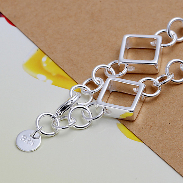 Hot sale best gift 925 silver Full Quartet grid bracelets DFMCH204,fashion 925 sterling silver plated Chain link bracelets high grade