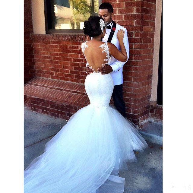 Hot 2016 Full Lace Spaghetti Illusion Back Mermaid Plus Size Wedding Dresses Modest South Africa Tulle Chapel Train Bridal Gowns EN3082