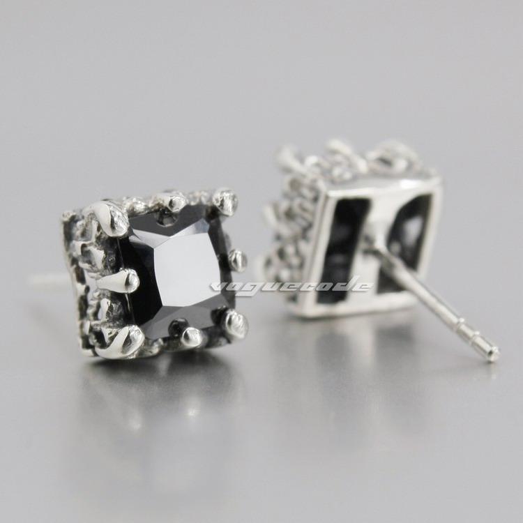 925 Sterling Silver Square Black CZ Mens Biker Rocker Stud Earring 8R002
925 Sterling Silver Square Black CZ Mens Biker Rocker Stud Earring 8R002